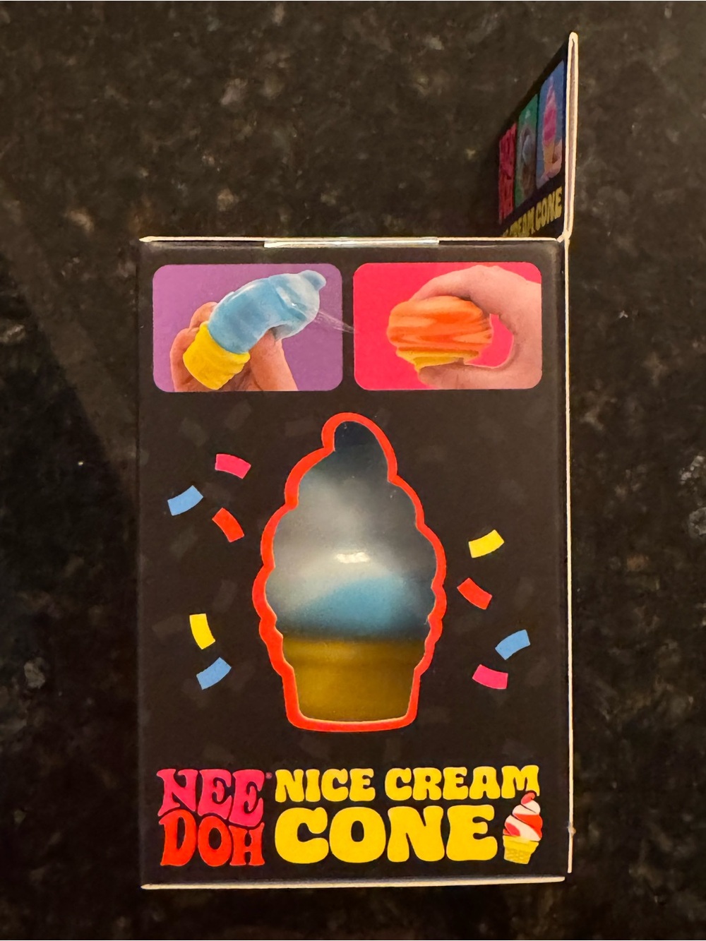 NeeDoh Nice Cream Cone Squishy Toy - Blue & White Swirl - Picture 3 of 7